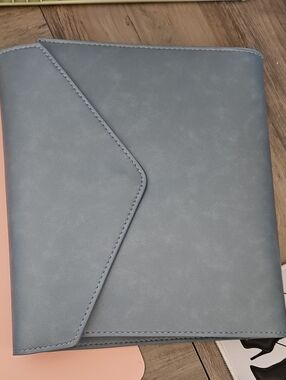 New Erin Condren Slate Blue Leather Folio Notebook